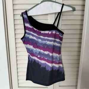 Prana Asymmetrical Tank Top - Purple and Black Stripes